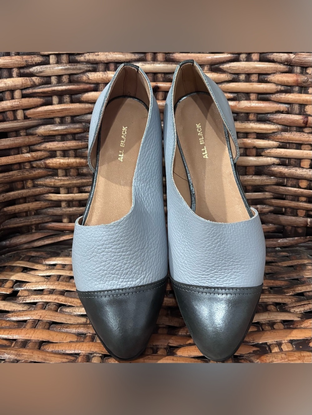 Anthropology All Black Light Blue and Metallic Gray Women's Slip-On Loafers 6.5